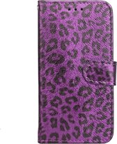 Apple iPhone XS Hoesje - Mobigear - Leopard Serie - Kunstlederen Bookcase - Paars - Hoesje Geschikt Voor Apple iPhone XS