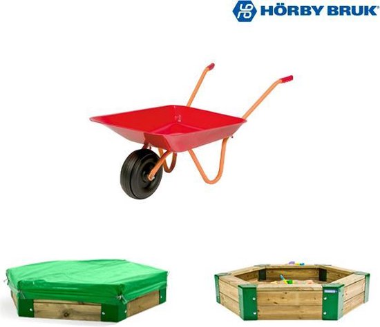 Scarp Honger aftrekken Horby bruk zandbak 150 inclusief hoes en kinderkruiwagen rood | bol.com
