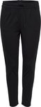 Zwarte chino broek met trekkoord, hoge taille en plooien.