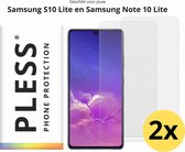 Samsung S10 Lite en Samsung Note 10 Lite Screenprotector Glas - 2x - Pless®