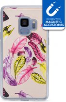 Samsung Galaxy S9 Hoesje - My Style - Magneta Serie - TPU Backcover - Beige Feathers - Hoesje Geschikt Voor Samsung Galaxy S9