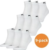 Puma Quarter Sokken Wit - 9 paar Witte enkelsokken - Maat 43/46