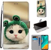 Voor Huawei Y8s Gekleurde Tekening Cross Textuur Horizontale Flip PU Leather Case met Houder & Kaartsleuven & Portemonnee & Lanyard (Frog Kitten)