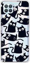 Voor OPPO F17 / A73 (2020) / Reno4 F Gekleurde tekening Clear TPU Cover Beschermende hoesjes (grappige kat)