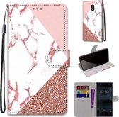 Voor Nokia 3 Gekleurde Tekening Cross Textuur Horizontale Flip PU Lederen Case met Houder & Kaartsleuven & Portemonnee & Lanyard (Poeder Steen Textuur)