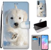 Voor Huawei Enjoy Z / 20 Pro Gekleurde Tekening Cross Textuur Horizontale Flip PU Lederen Case met Houder & Kaartsleuven & Portemonnee & Lanyard (Sneeuw Puppy)