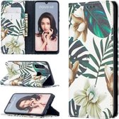 Voor Huawei P30 Lite Gekleurd Tekenpatroon Onzichtbaar Magnetisch Horizontaal Flip PU-lederen Case met Houder & Kaartsleuven & Portemonnee (Rode Bladeren)