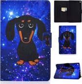 Voor Kindle Fire HD 8 2016/2017/2018 TPU Elektrisch geperst horizontaal Flip lederen hoesje met houder & kaartsleuf & slaap- / wekfunctie (kleine zwarte hond)