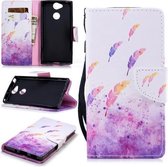 Voor Sony Xperia XA2 Gekleurd tekeningpatroon Horizontaal Flip TPU + PU lederen tas met houder & kaartsleuven & portemonnee & lanyard (aquarelveren)