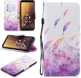 Voor Samsung Galaxy A6 + (2018) Gekleurd tekeningpatroon Horizontaal Flip TPU + PU lederen hoesje met houder & kaartsleuven & portemonnee & lanyard (aquarelveren)