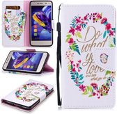 Voor Huawei Y5 (2017) Gekleurde tekening Patroon Horizontaal Flip TPU + PU lederen tas met houder & kaartsleuven & portemonnee & lanyard (Do What You Love)