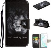 Voor Samsung Galaxy Note 10 Gekleurd tekeningpatroon Horizontaal Flip TPU + PU lederen hoesje met houder & kaartsleuven & portemonnee & lanyard (leeuw)