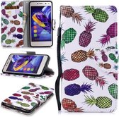 Voor Huawei Y5 (2017) Gekleurde tekening Patroon Horizontaal Flip TPU + PU lederen tas met houder & kaartsleuven & portemonnee & lanyard (gekleurde ananas)