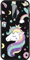 Voor OnePlus 8 TPU mobiel hoesje met reliëfdrukpatroon (Candy Unicorn)