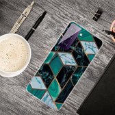 Voor Samsung Galaxy S21 5G Marble Shockproof TPU beschermhoes (Rhombus Dark Green)