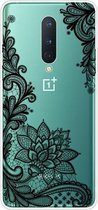 Voor OnePlus 8 gekleurd tekeningpatroon zeer transparant TPU beschermhoes (zwarte roos)