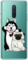 Voor OnePlus 8 schokbestendig geverfd transparant TPU beschermhoes (selfie hond)
