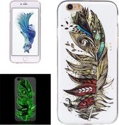 Voor iPhone 6 Plus & 6s Plus Noctilucent Feather Pattern IMD Vakmanschap Zachte TPU Cover Case