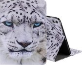 Voor iPad Pro 11 (2018) Gekleurde tekening Patroon Horizontale Flip PU lederen hoes met houder & kaartsleuven & portemonnee (White Panther)