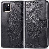 Butterfly Love Flowers Embossing Horizontale Flip Leather Case voor iPhone 11 Pro met houder & kaartsleuven & portemonnee & lanyard (zwart)