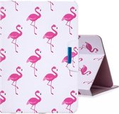 Voor 7 inch Tablet PC Universele Gekleurde Tekening Horizontale Flip PU Lederen Case met Houder & Kaartsleuven (Rode flamingo)