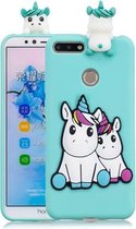 Voor Huawei Honor 7A 3D Cartoon patroon schokbestendig TPU beschermhoes (paar eenhoorn)