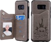 Voor Galaxy S8 + Skull Head Embossing Pattern Schokbestendige beschermhoes met houder & kaartsleuven & portemonnee (grijs)