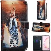 Voor Galaxy M60s Gekleurde Tekening Patroon Plain Weave Horizontale Flip Lederen Case met Houder & Kaartsleuf & Portemonnee & Lanyard