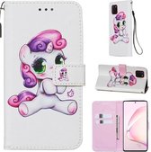 Voor Galaxy M60s Gekleurde Tekening Patroon Plain Weave Horizontale Flip Leren Case met Houder & Kaartsleuf & Portemonnee & Lanyard (Speelse Pony)
