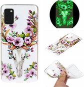 Voor Galaxy A41 Lichtgevende TPU mobiele telefoon beschermhoes (Flower Deer)