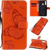 Voor Huawei Y7P / P40 Lite E / Honor 9C 3D Vlinders Embossing Patroon Horizontale Flip Leren Case met Houder & Kaartsleuf & Portemonnee (Oranje)