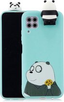 Voor Huawei P40 Lite Cartoon schokbestendig TPU beschermhoes met houder (beugel gestreepte beer)