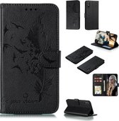 Voor Huawei Enjoy 10e Litchi Textuur Veer Embossing Patroon Horizontale Flip Leren Case met Houder & Kaartsleuven & Portemonnee & Fotolijst & Lanyard (Zwart)