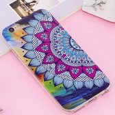 Voor iPhone 6 Plus & 6s Plus Noctilucent IMD Half Flower Pattern Soft TPU Back Case Protector Cover
