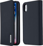 DUX DUCIS WISH-serie TPU + PU + lederen hoes voor iPhone X / XS, met kaartsleuven en portemonnee (blauw)