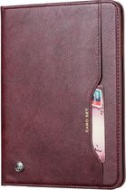 Kneedhuidtextuur Horizontale lederen flip-hoes voor iPad 9.7 2018/2017 / Air / Air 2 / Pro 9.7, met fotolijst en houder & kaartsleuven en portemonnee (wijnrood)