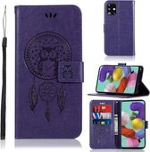 Voor Galaxy A71 Windgong Uil Embossing Patroon Horizontale Flip Leren Case met Houder & Kaartsleuven & Portemonnee (Paars)