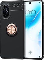 Voor Huawei nova 8 5G metalen ringhouder 360 graden roterende TPU-hoes (zwart + roségoud)