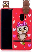 Voor Galaxy S9 schokbestendig Cartoon TPU beschermhoes (rode uil)