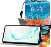 Voor Galaxy A81 Gekleurde tekening Horizontale flip lederen tas met houder & kaartsleuf & portemonnee (onderwaterkat)