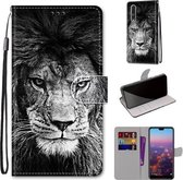 Voor Huawei P20 Pro Gekleurde Tekening Cross Textuur Horizontale Flip PU Lederen Case met Houder & Kaartsleuven & Portemonnee & Lanyard (B11 Zwart Wit Leeuwenkop)