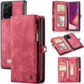 Voor Samsung Galaxy Note20 Ultra CaseMe-008 Afneembare multifunctionele horizontale flip lederen tas met kaartsleuf & houder & rits portemonnee & fotolijst (rood)