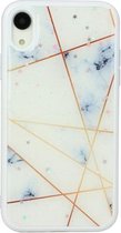 Voor iPhone XR Marble Series Stars Powder Dropping Epoxy TPU beschermhoes (wit geruit)