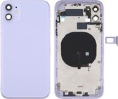 Batterij-achterklep (met toetsen aan de zijkant & kaartlade & voeding + volumeflexkabel & draadloze oplaadmodule) voor iPhone 11 (paars)