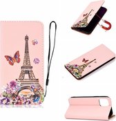 Voor iPhone 12 mini Pure Color Painting Horizontale Flip Leather Case met Card Slot & Holder (Iron Tower)