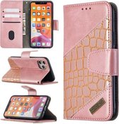 Voor iPhone 11 Pro Bijpassende kleur Krokodiltextuur Horizontale flip PU-lederen hoes met portemonnee & houder & kaartsleuven (roségoud)