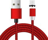 USB naar 8-pins magnetische metalen connector Nylon tweekleurige gevlochten magnetische datakabel, kabellengte: 2 m (rood)