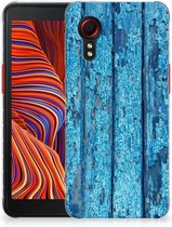Backcase Siliconen Hoesje Geschikt voor Samsung Xcover 5 Enterprise Edition | Geschikt voor Samsung Galaxy Xcover 5 Telefoonhoesje Wood Blue