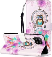 Voor Samsung Galaxy A42 5G Olie Reliëf Gekleurde Tekening Patroon Horizontale Flip PU Lederen Case met Houder & Kaartsleuven & Portemonnee (Uil Windgong)