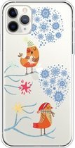 Voor iPhone 11 Pro Max Trendy schattig kerstpatroon Case Clear TPU Cover Telefoonhoesjes (twee sneeuwvlokken)